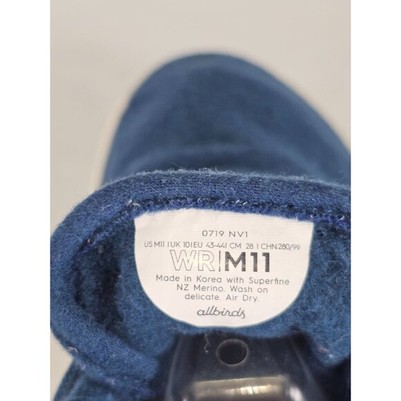 Allbirds Men’s Wool Runners in Tuke Midnight Blue White Cream Soles Size 11 301 - Picture 8 of 16